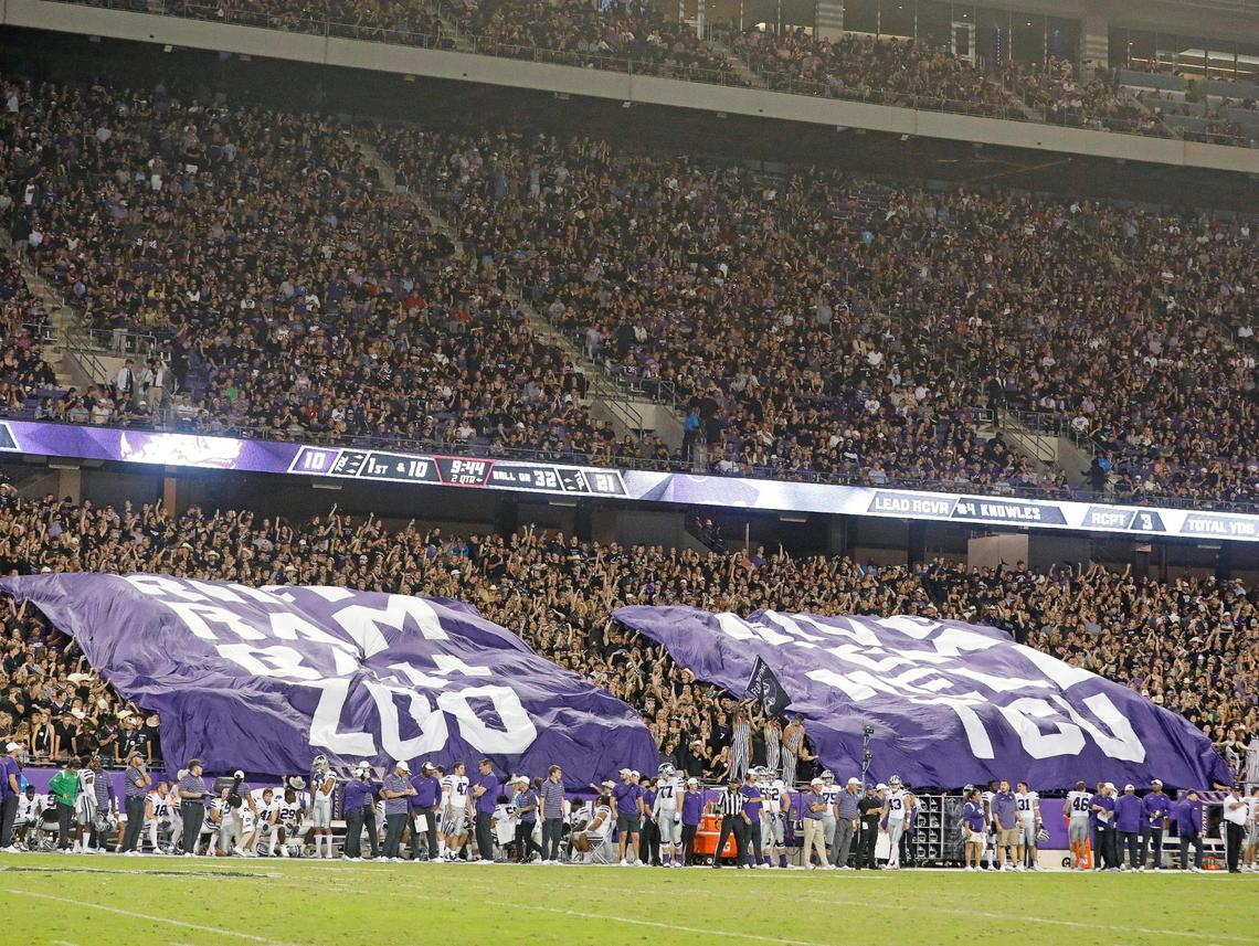 The house was packed for the first half of a NCAA football game at Amon G. Carter Stadium in Fort Worth, Texas, Saturday, Oct. 22, 2022. Kansas State led TCU 28-17 at the half. (Special to the Star-Telegram Bob Booth)