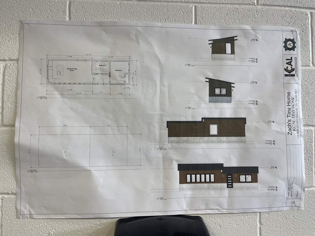 Keller ISD students’ tiny house floor plan created by Keller architecture students.