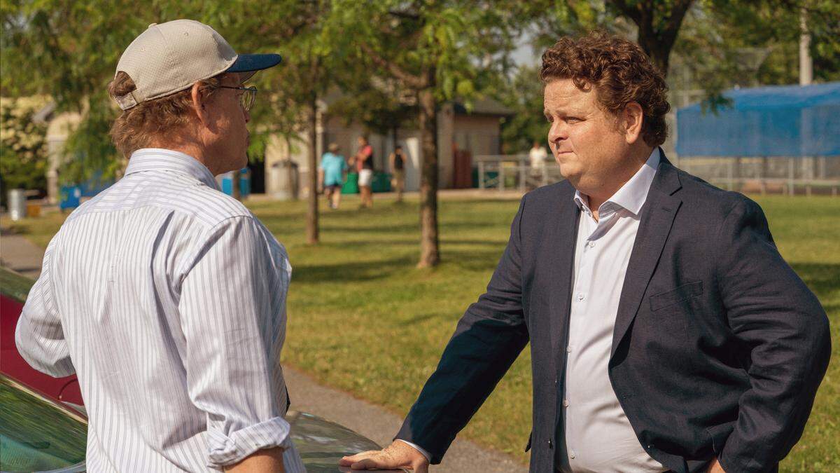 Greg Kinnear and Patrick Renna in “You Gotta Believe”.