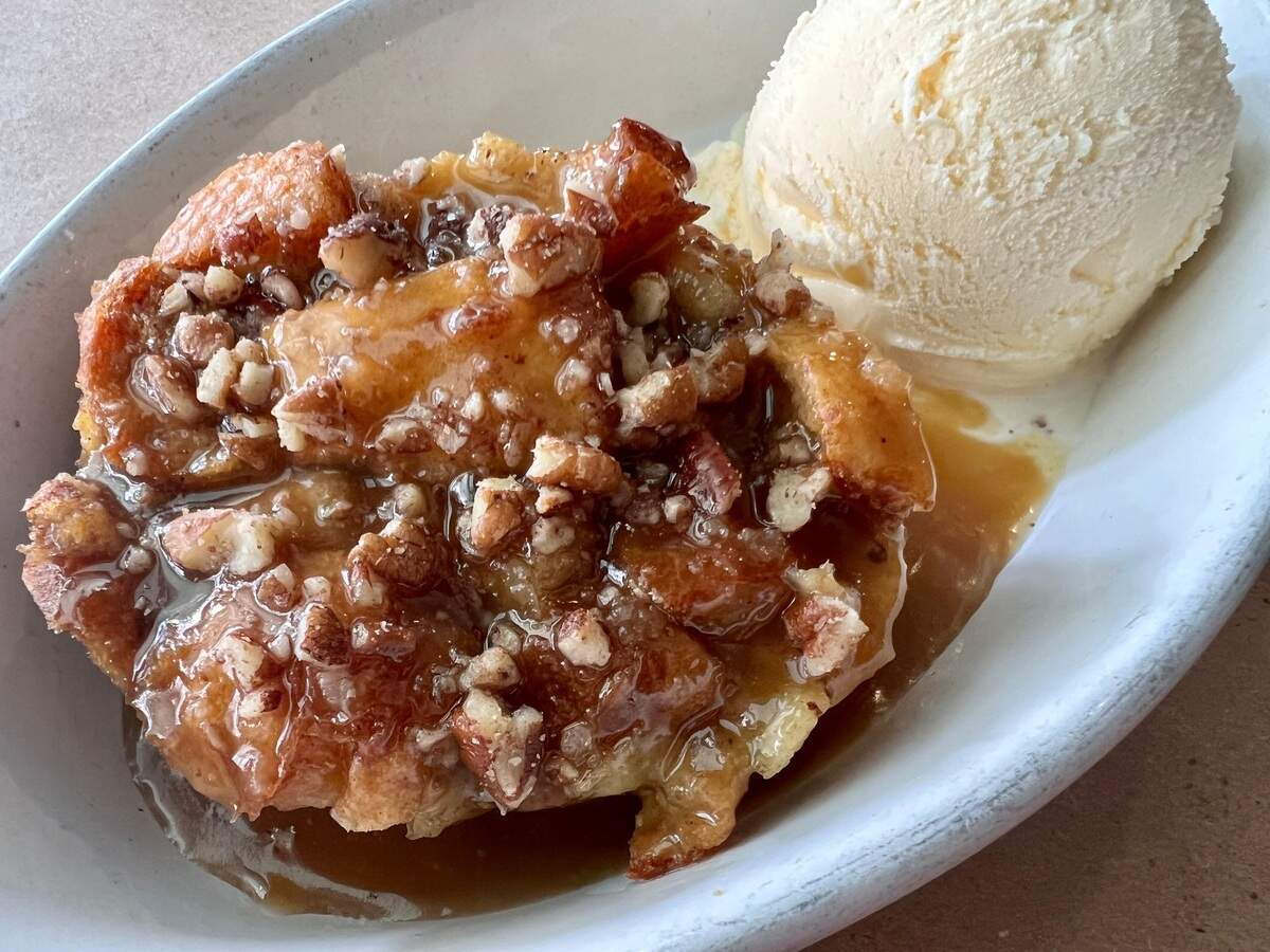 Bread pudding in whisky sauce at Tributary Cafe in Fort Worth Feb. 15, 2023.