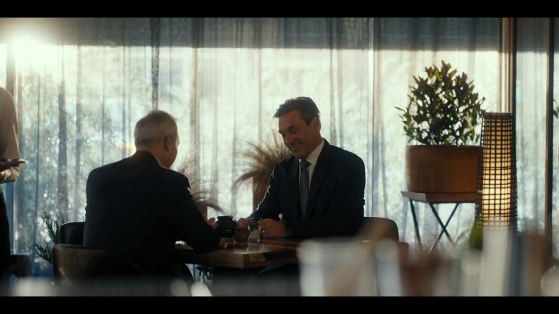 Monty Miller (Jon Hamm) conducts business in “Landman” episode 7.