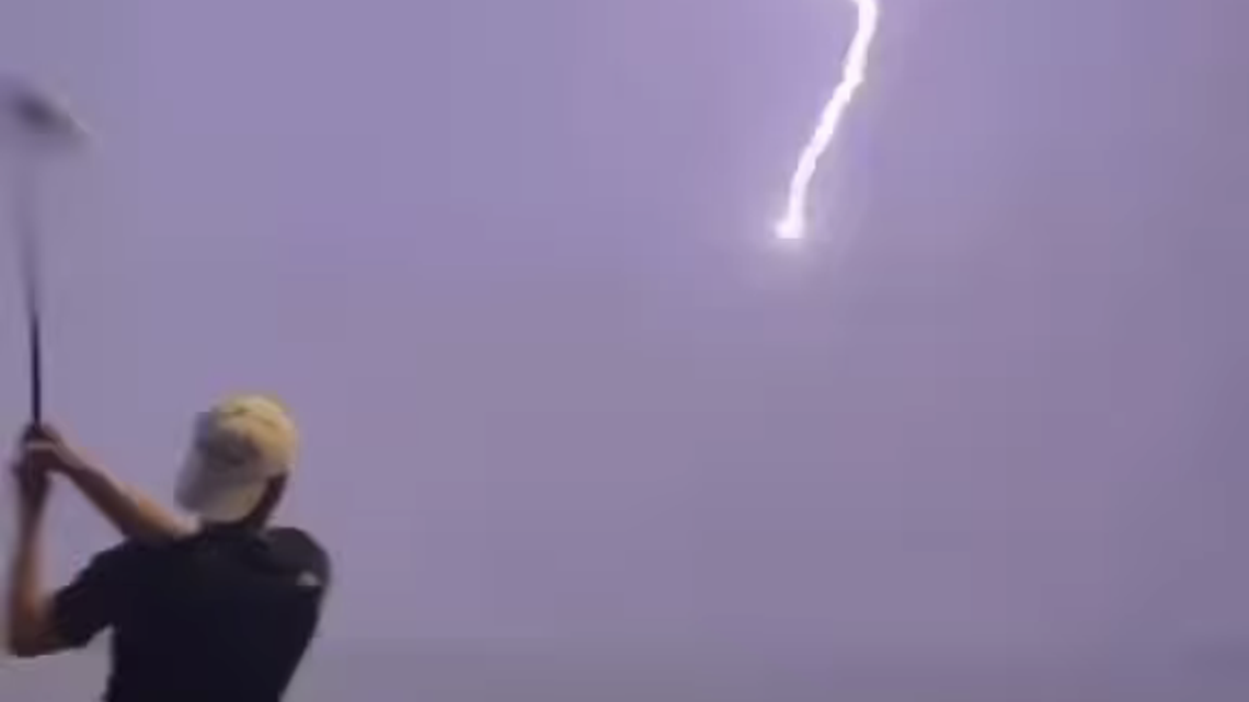 A San Antonio, Texas teenager’s golf ball was struck by lightning in mid-air.
