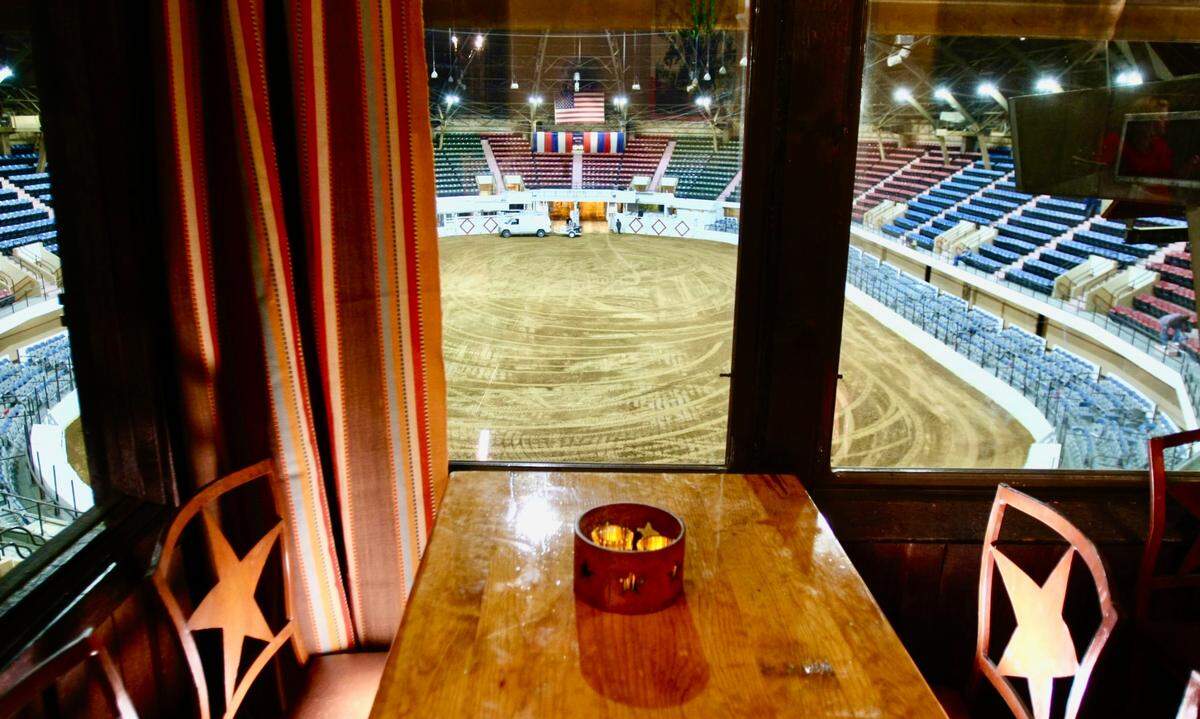 Reata at the Backstage Club is a restaurant and bar atop the old Will Rogers Coliseum rodeo arena.
