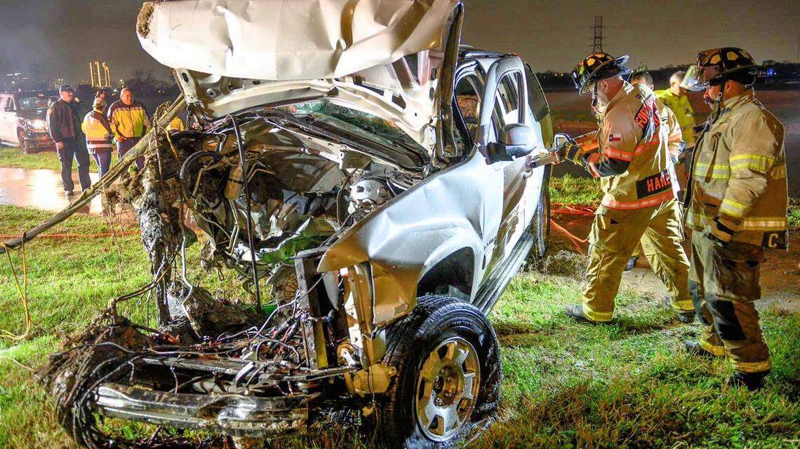 A man was found dead Sunday after his Chevy Suburban flipped over a guardrail into the Trinity River.