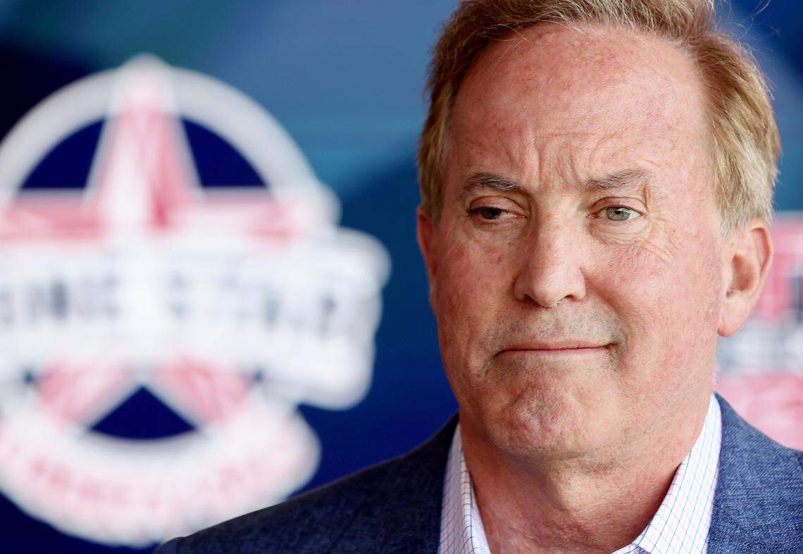 Attorney General Ken Paxton campaigns as a Republican candidate for U.S. Senate at an event on February 28, 2026 in Fort Worth, Texas. Paxton will be running against Sen. John Cornyn (R-TX) and Rep Wesley Hunt (R-TX) for the Senate seat on the March 3rd primaries.