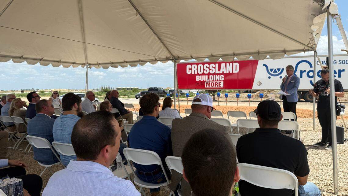 John Votava, Kroger Dallas corporate affairs director, spoke Friday during a groundbreaking of a new Kroger Market Place in far north Fort Worth.