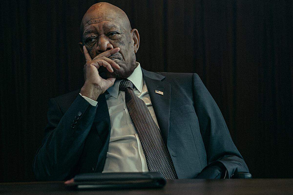 Morgan Freeman as Secretary of State Mullins in “Lioness”, episode 3, season 2, streaming on Paramount+, 2024.