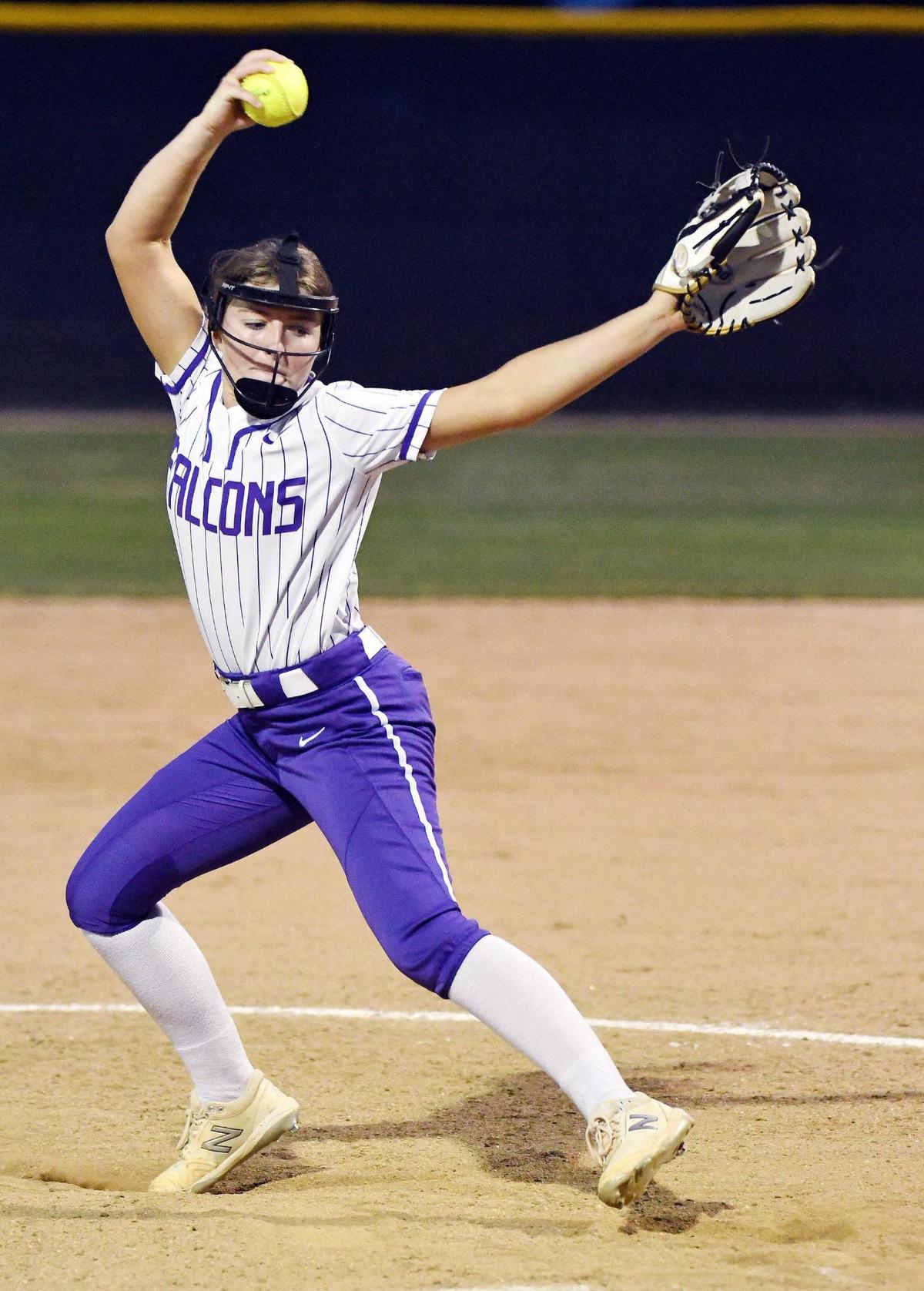 Timber Creek pitcher Nicole Stuhr throws for a strike against Southlake Carroll during the third inning of Tuesday’s, April 19, 2022 district 4- 6A softball game at Timber Creek High School in Fort Worth, Texas. Timber Creek won 6-3. Special/Bob Haynes