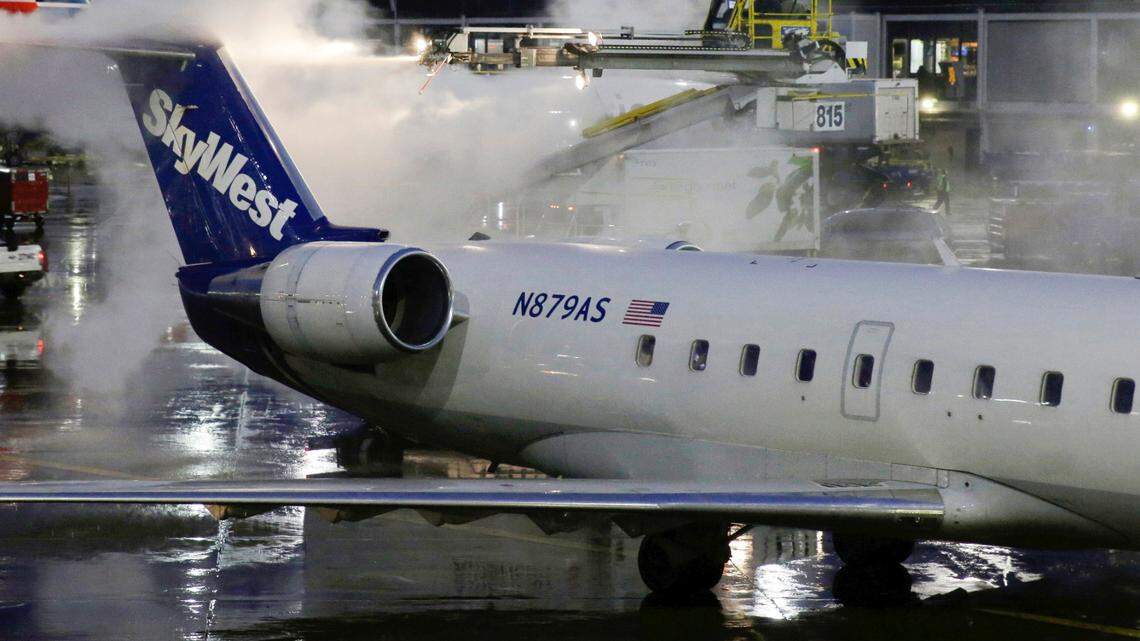File photo of a SkyWest airplane at an airport. The EEOC has filed a lawsuit against the Utah-based airline, alleging sexual harassment.