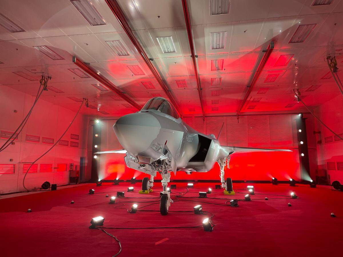 Poland's first F-35 fighter jet on display at Lockheed Martin in Fort Worth.