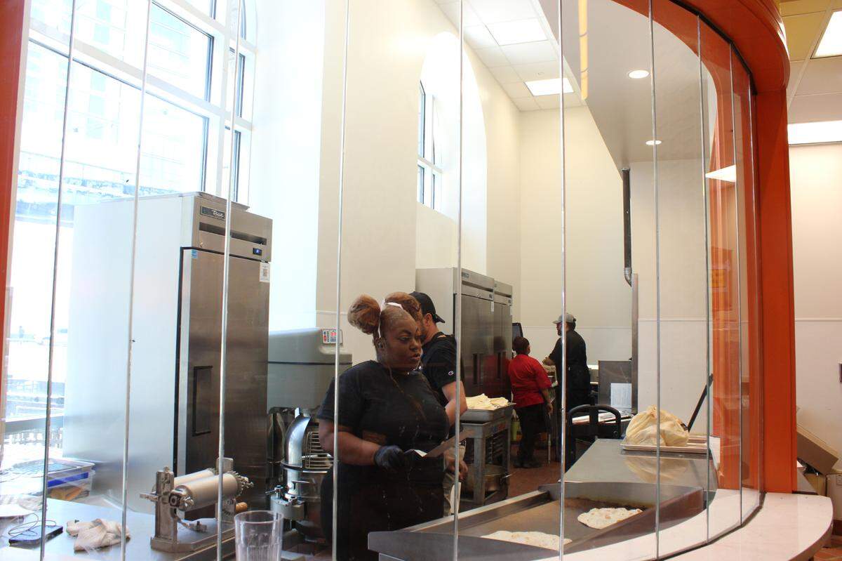 Customers can see into El Tiempo Cantina’s kitchen where they make their homemade flour and corn tortillas.