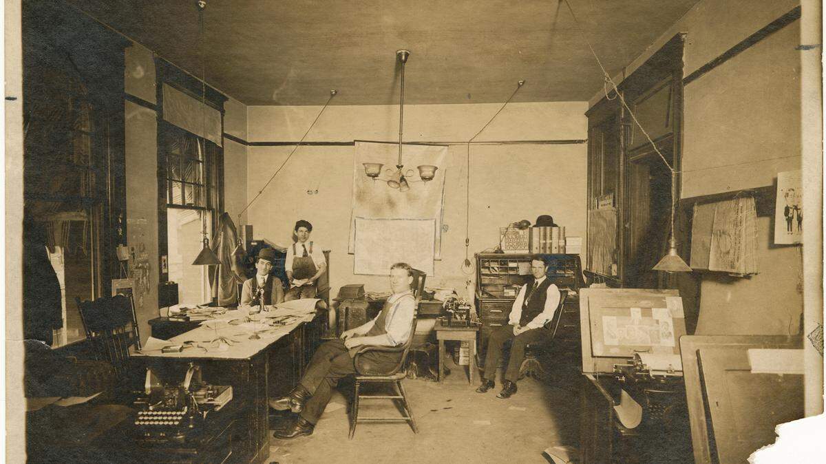 Fort Worth Star-Telegram’s first editorial room in 1909, just after The Star and The Telegram had merged.