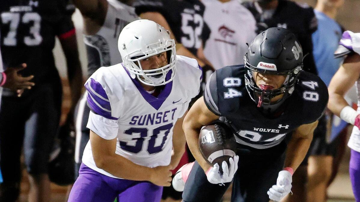 Timberview wide receiver AJ Moore (84) and his teammates will face Richland in week 10 in a battle of undefeated teams.