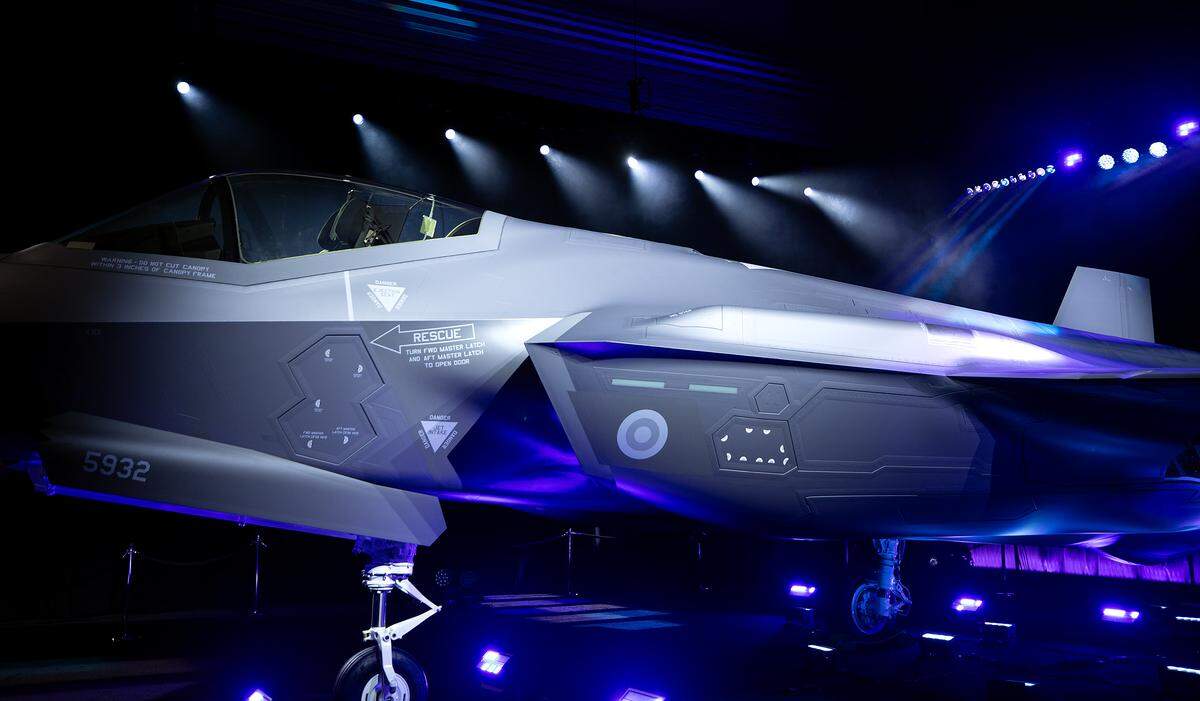 A F-35 Lightning II jet, the first to be given to Finland, is seen during a ceremony on Tuesday, Dec. 16, 2025, at the Lockheed Martin production in Fort Worth.
