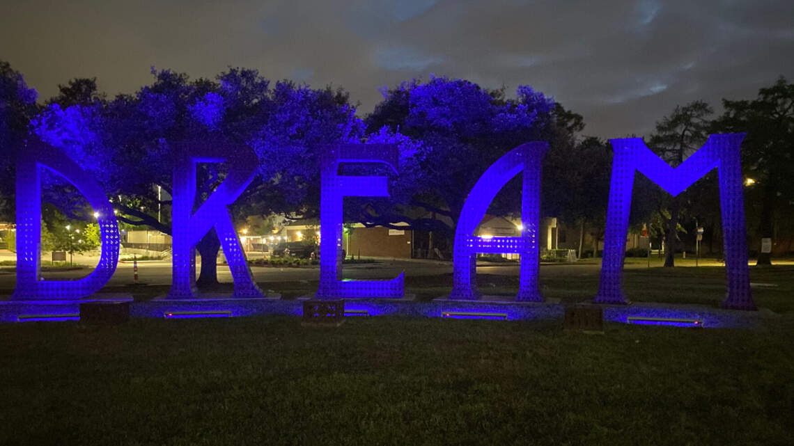 Arlington lights sculpture blue to honor all heroes in the fight against coronavirus
