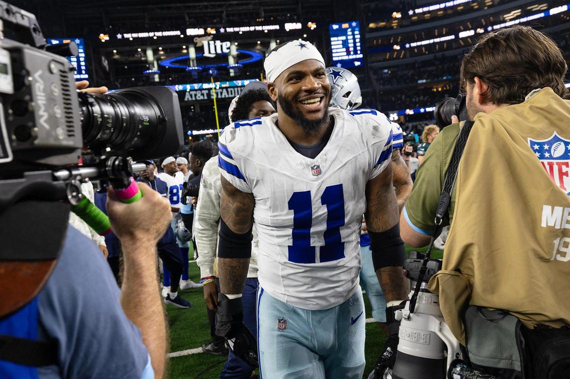 Dallas Cowboys pass rusher Micah Parsons after the team’s loss against the Philadelphia Eagles on Sunday, Nov. 10, 2024, at AT&T Stadium.