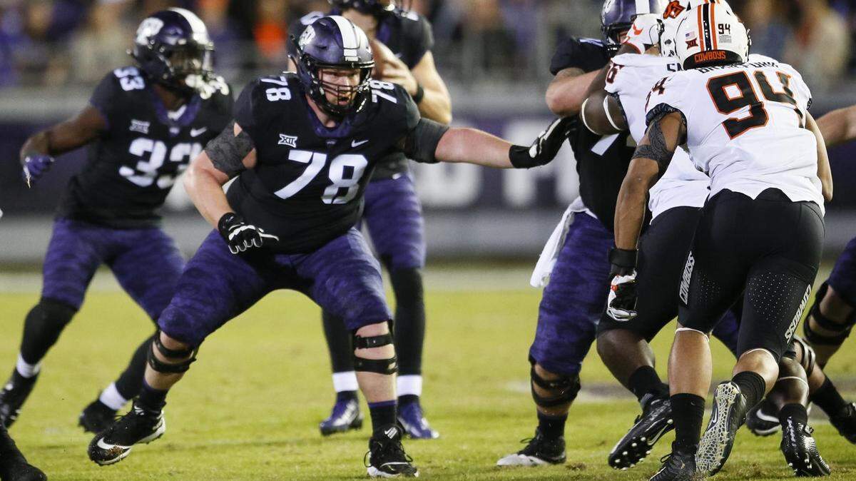 TCU offensive lineman Wes Harris made Bruce Feldman’s popular “Freaks List” going into the 2021 season. Harris, an Aledo product, can bench press 530 pounds.
