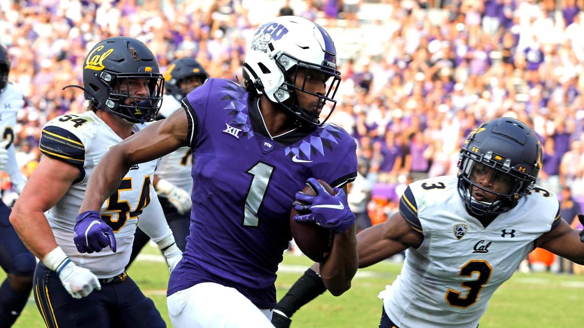 TCU wide receiver Quentin Johnston (1) is aiming to become a more complete receiver under Sonny Dykes.