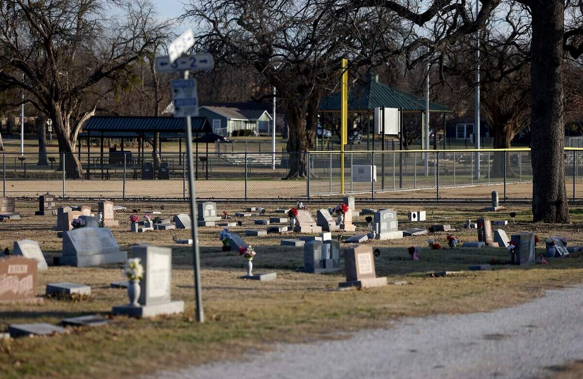 Oakwood Cemetery in southeast Denton sits next to Fred Moore Park on Thursday, Feb. 12, 2026.