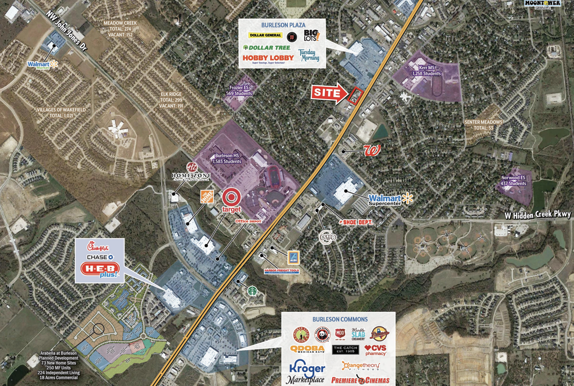Burleson is working with the Retail Connection to redevelop the corner of Wilshire and Summercrest Boulevard, near Burleson High School.