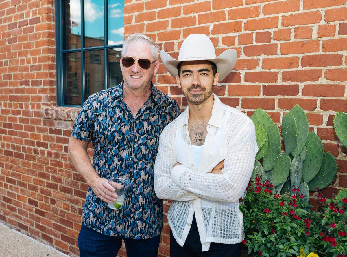 Chef Tim Love and Joe Jonas in the Fort Worth Stockyards on May 10, 2025.