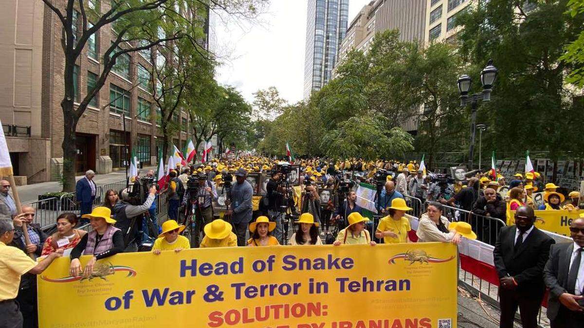 A rally for a regime change in Iran will be held on September 23 in Dag Hammarskjöld Plaza New York City to protest against the state-sponsored terrorism, nuclear ambitions, and human rights abuses from Iranian officials.