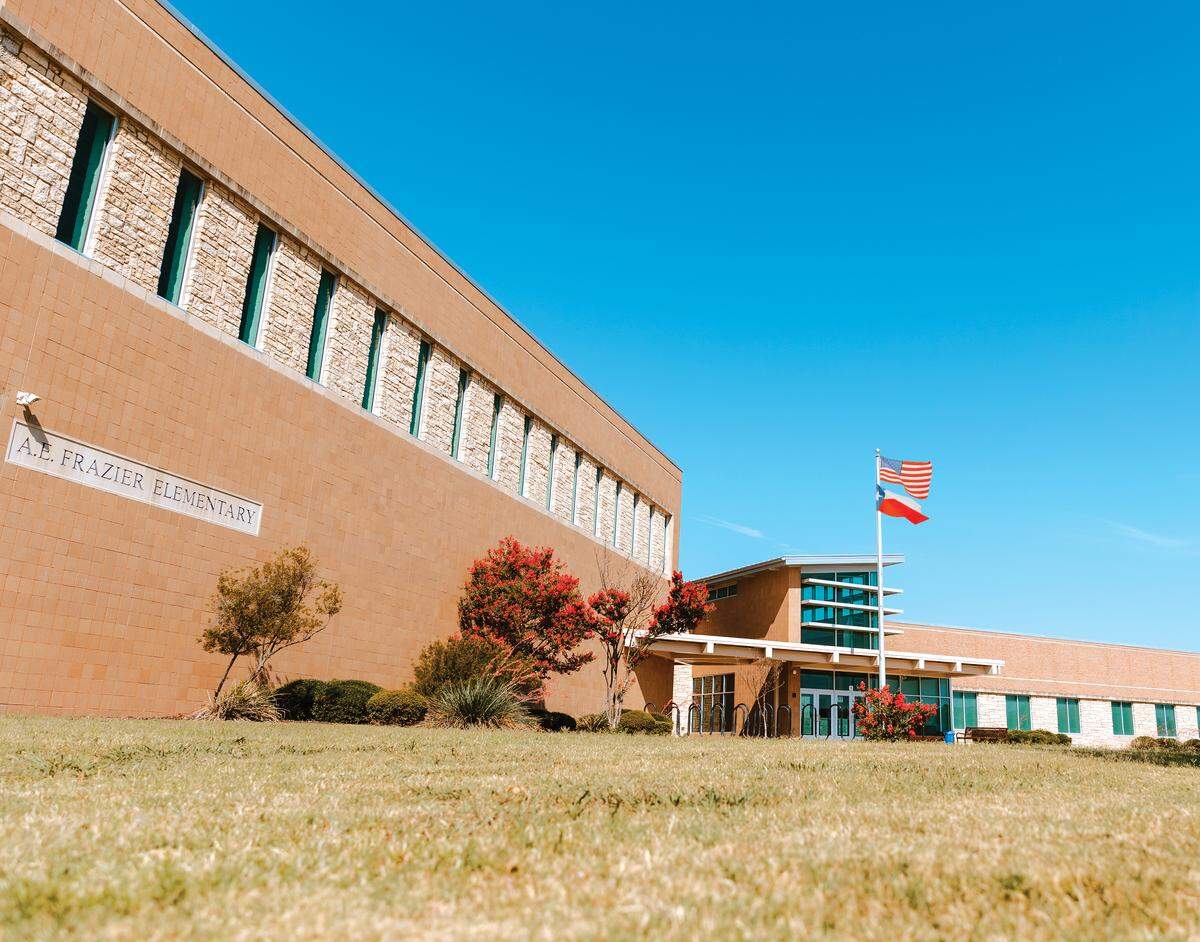 An exterior photo of Frazier Elementary. Beginning fall 2026, the campus will be known as the Academy of Sports and Wellness at Frazier Elementary, with instruction built on the foundation of fitness.