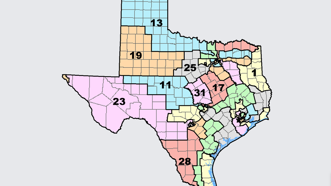The Texas Legislature approved the following map as part of their push to redraw Texas’ congressional districts mid-decade.
