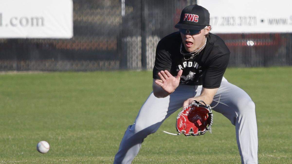 Fort Worth Christian short stop Grady Emerson sets up to receive a ground ball during baseball practice at Fort Worth Christian School in North Richland Hills, Texas, Monday Feb. 23, 2026.
