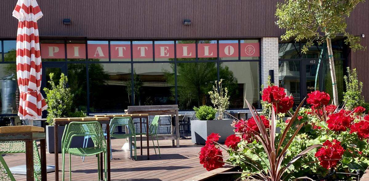 The patio as seen from “The Grove” at Piattello Italian.
