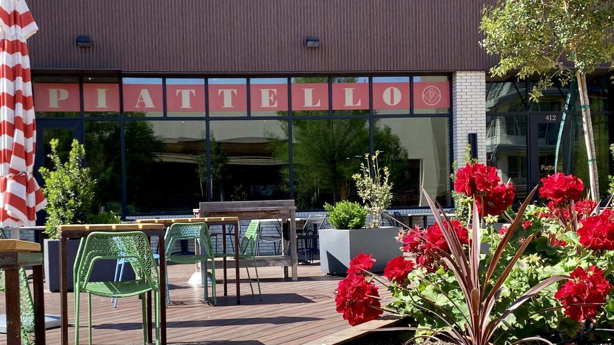 The patio as seen from “The Grove” at Piattello Italian.