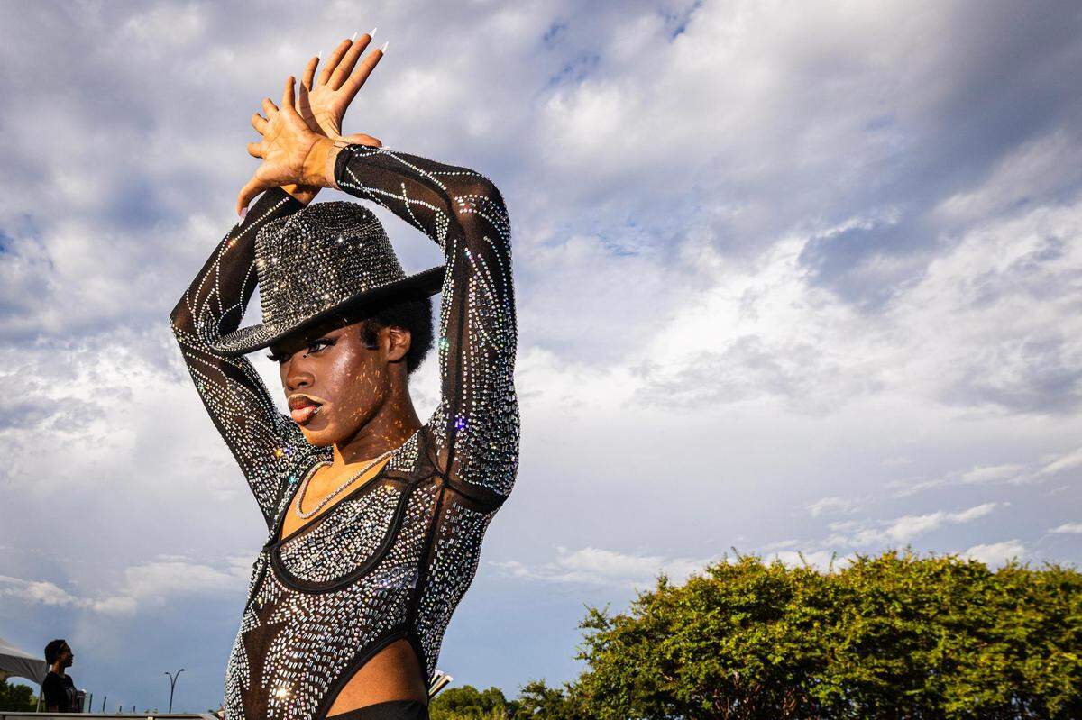 Izahia Ulett dances before entering Beyonce’s Renaissance World Tour at AT&T Stadium in Arlington on Thursday, Sept. 21, 2023.
