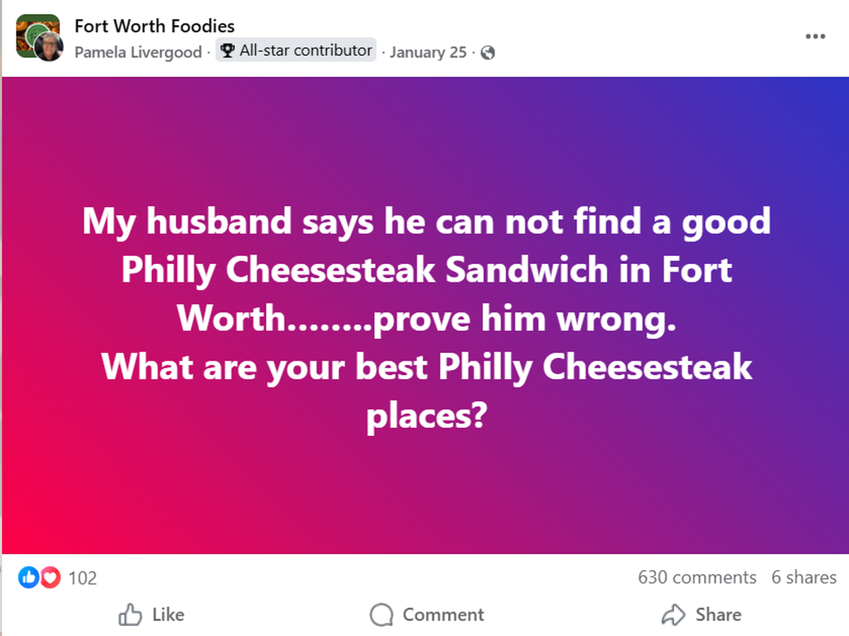 Fort Worth Foodie members discuss places in Fort Worth that have good Philly Cheesesteaks. Truck Yard and sister bar, Second Rodeo, were mentioned in comments a few times.