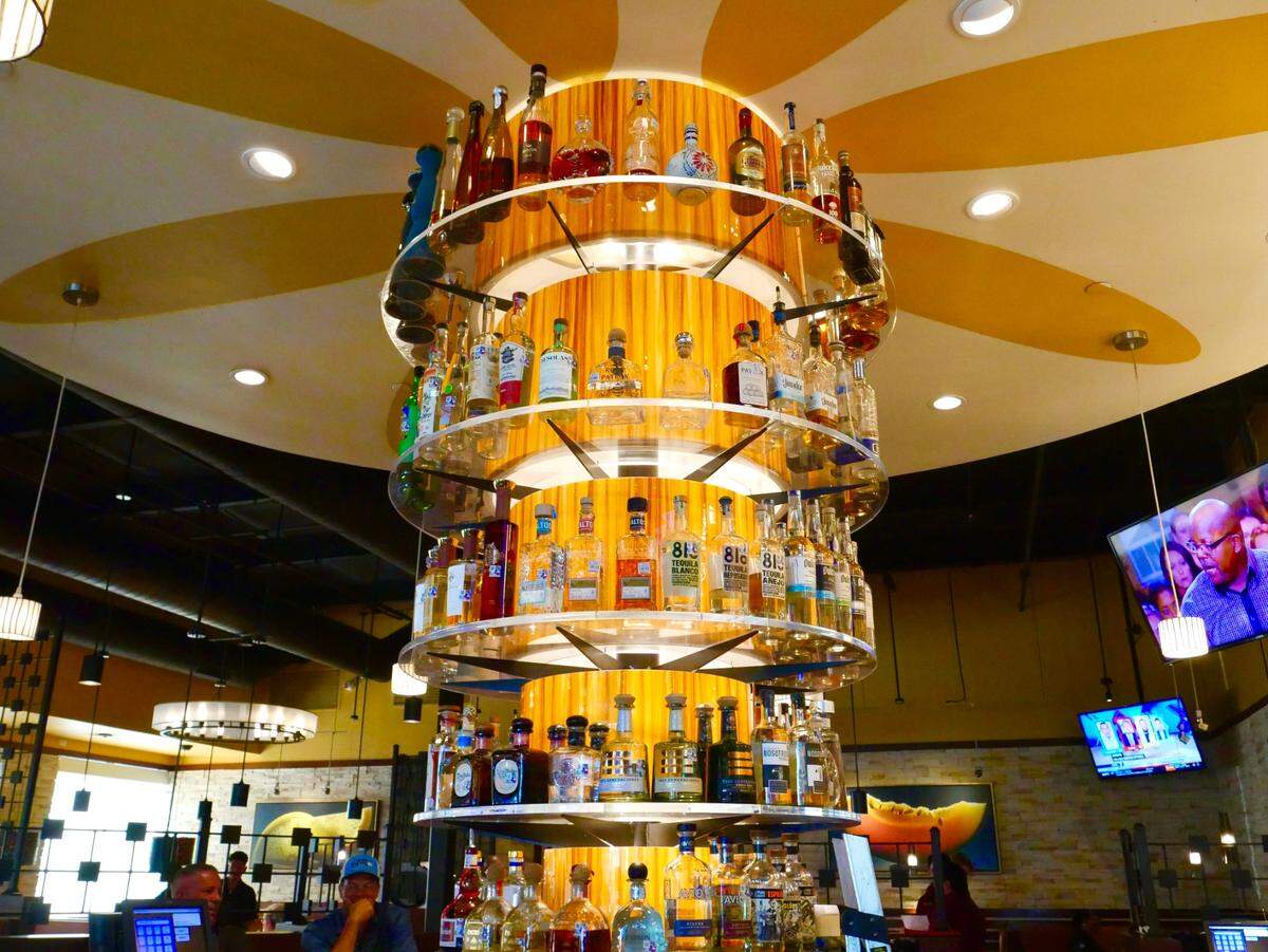 Mi Dia “tequila tower” is home to only 100% blue agave tequila that makes up their award winning cocktails.
