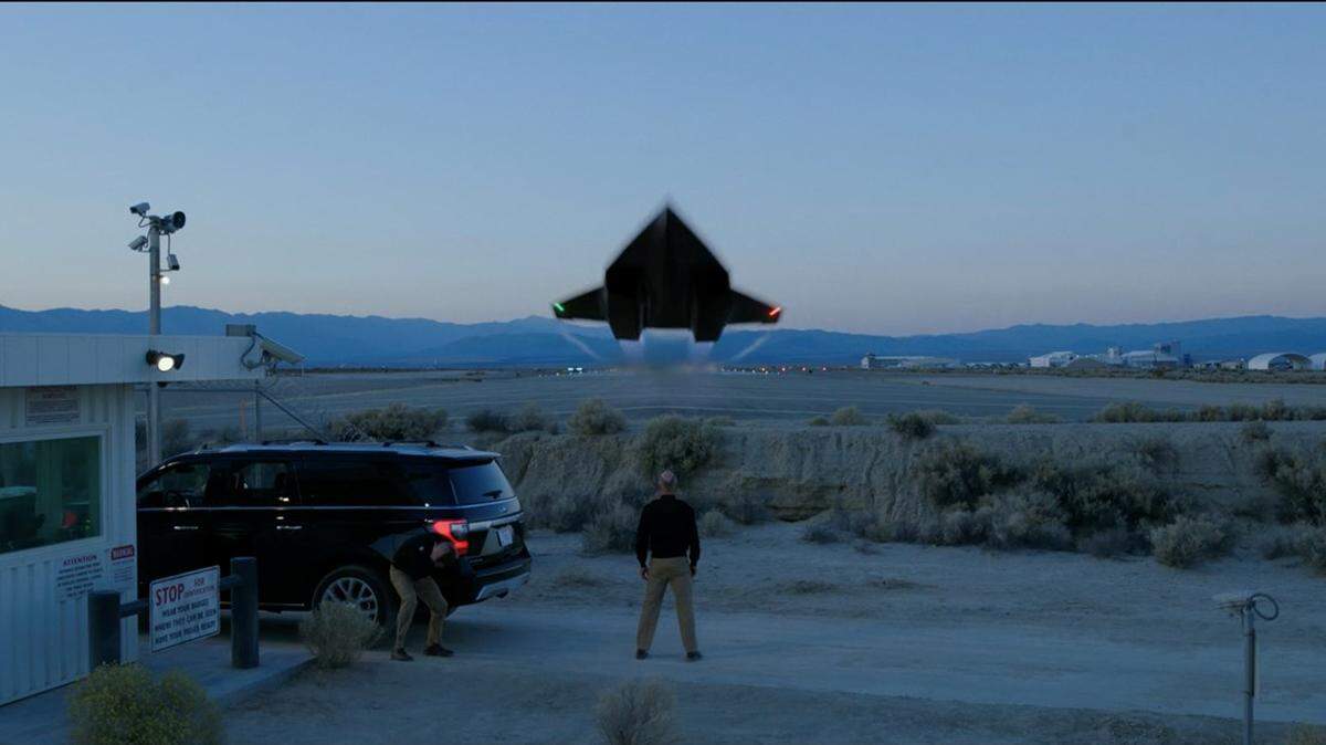 The fictional Darkstar plane designed by Lockheed Martin is shown in a test flight scene from the movie “Top Gun: Maverick.”