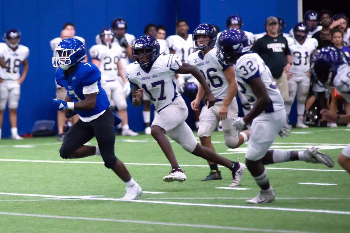 Weatherford RB Dez Forrest during a scrimmage vs. Chisholm Trail.
