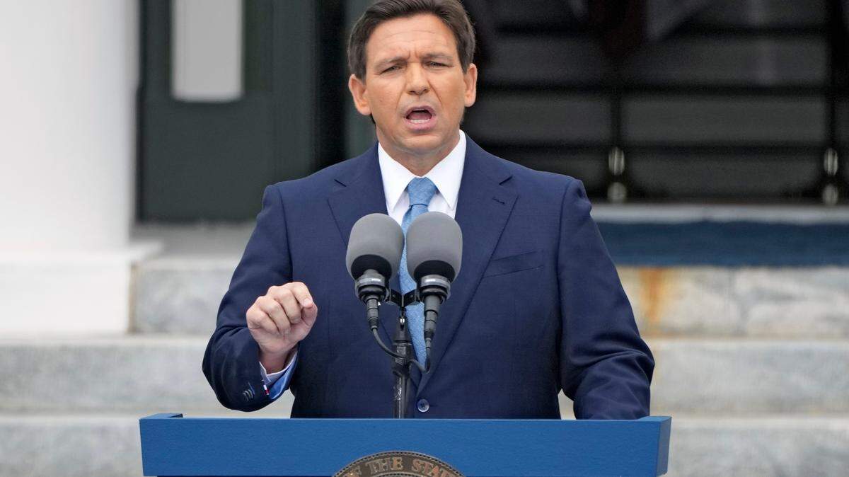 Florida Gov. Ron DeSantis gives a speech during his inauguration ceremony on Jan. 3, in Tallahassee.