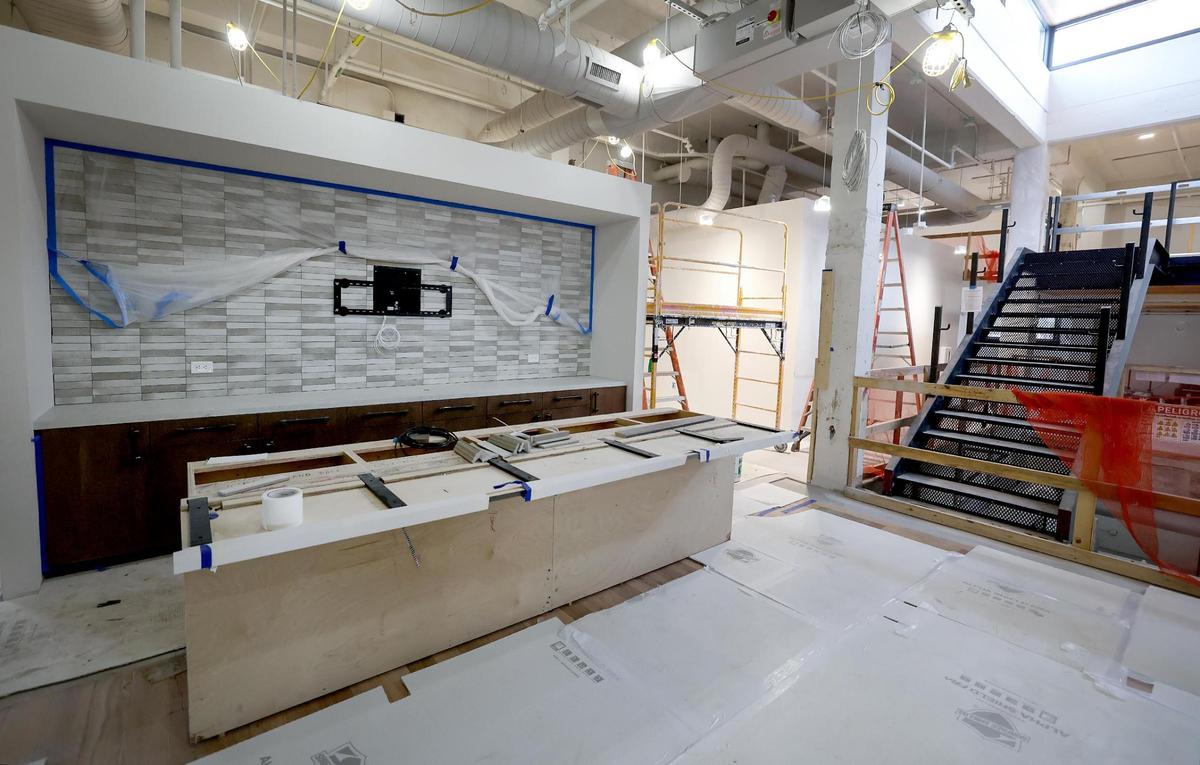 Renovations continue on the historic Armour building in the Fort Worth Stockyards on Friday, Dec. 6, 2024. U.S. Energy Development Corporation, owner of the building, will install its headquarters in the east half of the three-level building while leasing the opposite side as office space.