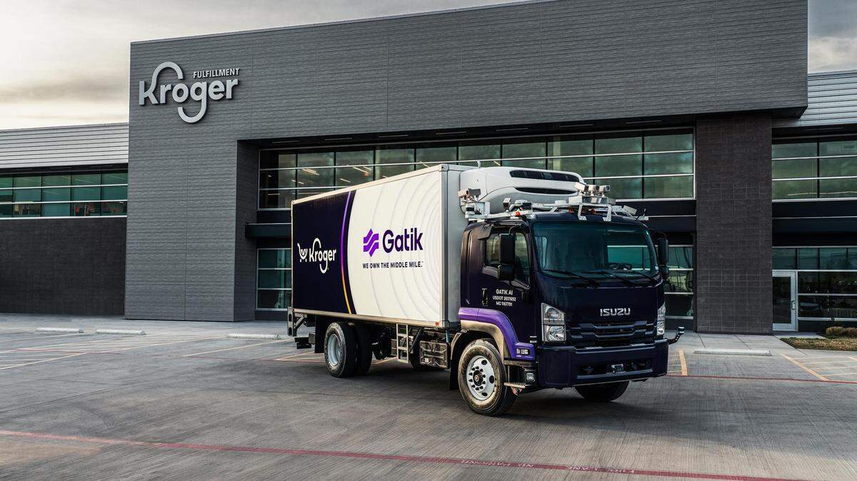 Gatik’s self-driving trucks move Kroger goods from customer fulfillment centers to grocery stores across North Texas.