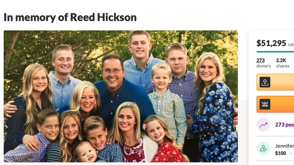 Reed Hickson, a 49-year-old father of 12 in College Station, Texas, died Monday of COVID-19.