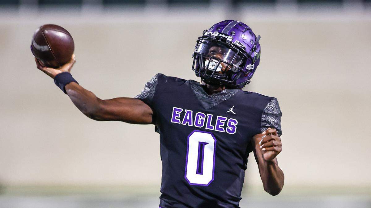 Crowley quarterback Caleb Williams throws the ball in at Crowley ISD Stadium on September 12, 2024.