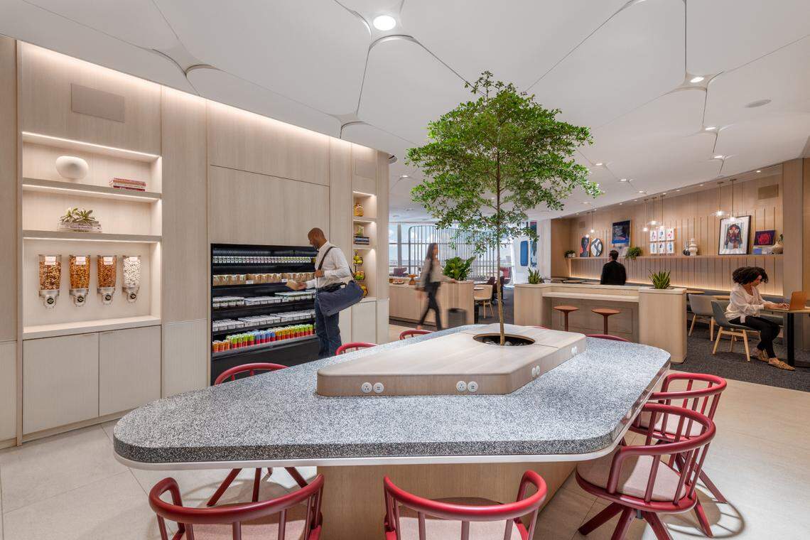 The first of many “grab-and-go” sections for guests inside the Capital One lounge at Dallas-Fort Worth Airport.