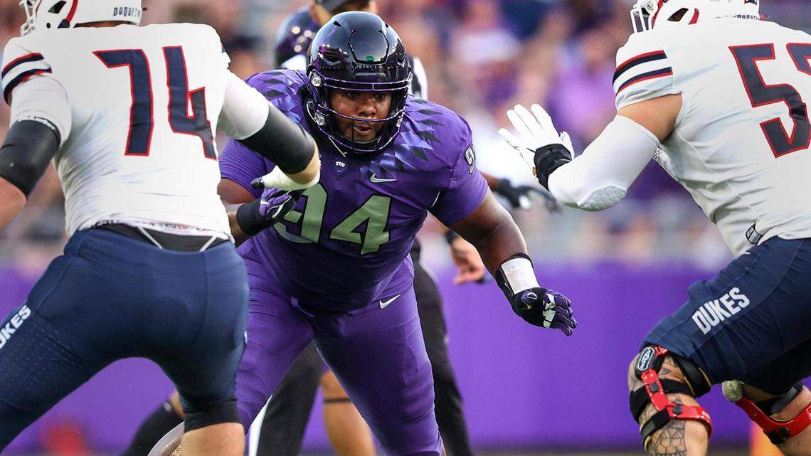 TCU defensive tackle Corey Bethley competes in the season opener against Duquesne on Saturday, September 4, 2021, at Amon G. Carter Stadium in Fort Worth. Bethel is back to full strength for the 2021 season.