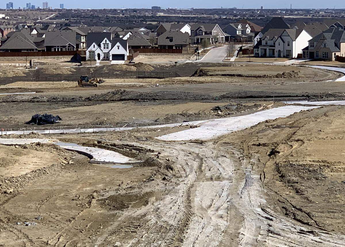 Many homes that will be built in phase two of the Walsh development in far west Fort Worth have a view of downtown.
