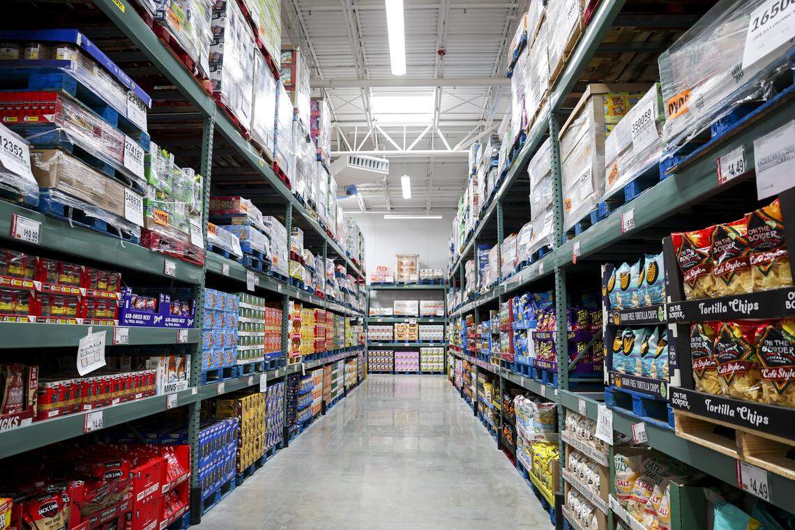 The aisles of BJ's Wholesale Club are stocked on Friday, April 24, 2026 in Fort Worth, Texas. BJ's Wholesale Club touts its low grocery store prices claiming, customers save up to 25% off.