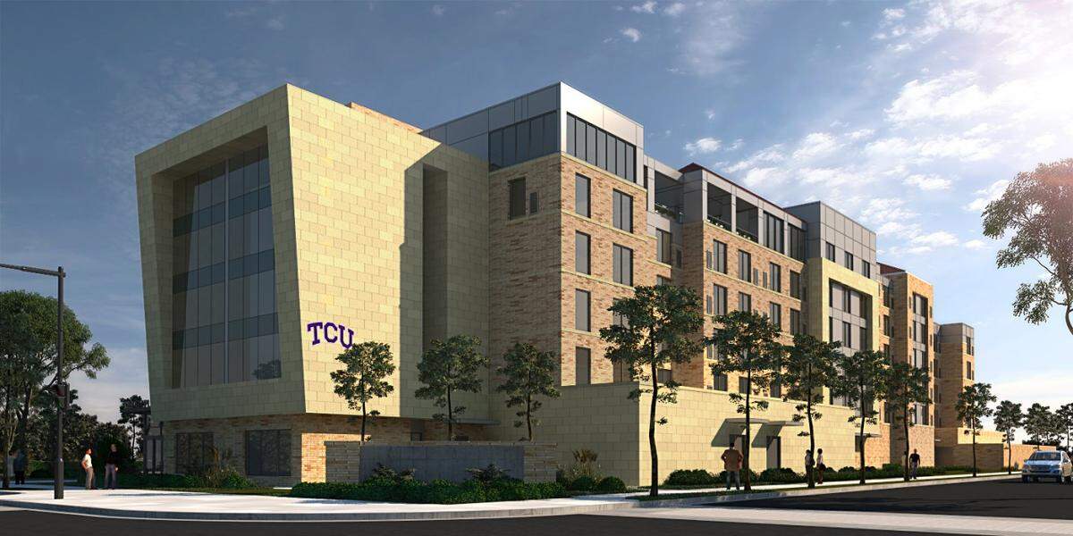 An artist rendering of the planned TCU hotel.