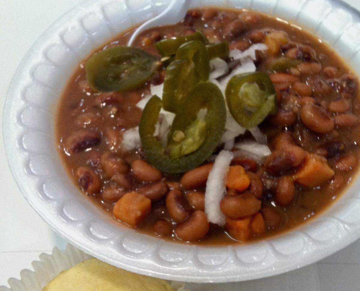Black-eyed pea soup with jalapenos as served in the State Fair of Texas food court, as seen in a 2014 photo.