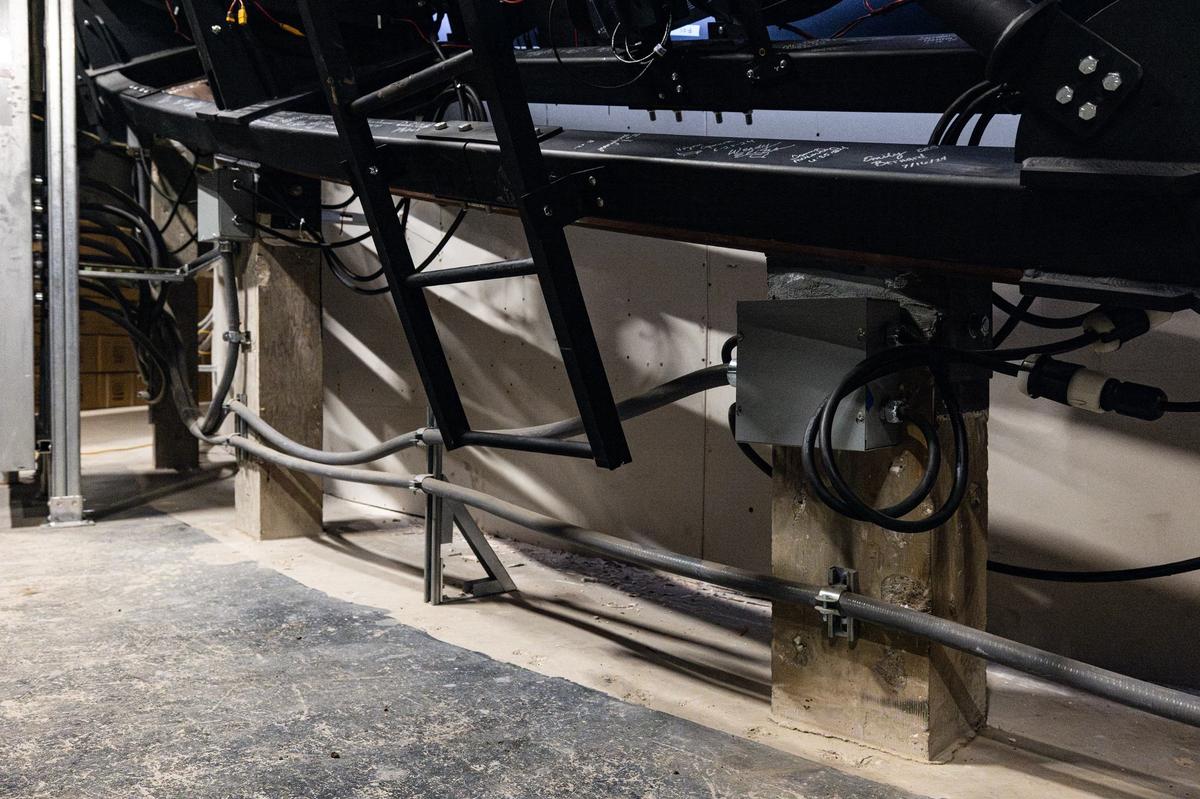 The only part remaining from the old Omni Theater is the original concrete supportive base which is holding up the entire new structure.