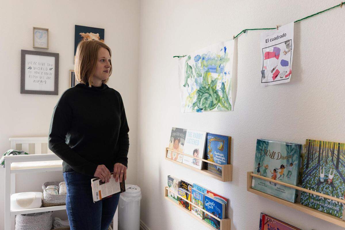 Kara Gardeen walks around her son’s room Feb. 18, 2022, in Keller. Gardeen’s second pregnancy ended in a miscarriage that landed her in an emergency room at Texas Health Alliance. She was confronted about payment while in the exam room, something she wanted to see changed.