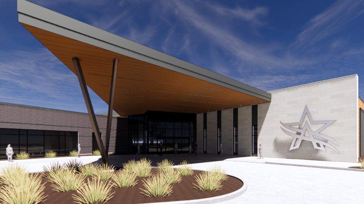 Rendering shows activity center with large canopy.